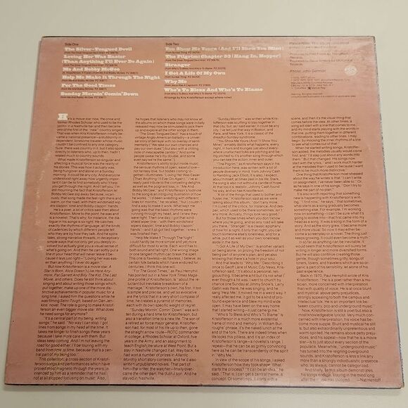Songs of Kristofferson 1977 Vinyl Record Album - Picture 2 of 11